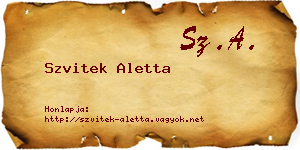 Szvitek Aletta névjegykártya